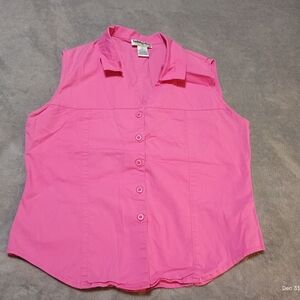 Vintage Pink Women's Size Large Sleeveless Button Up Shirt